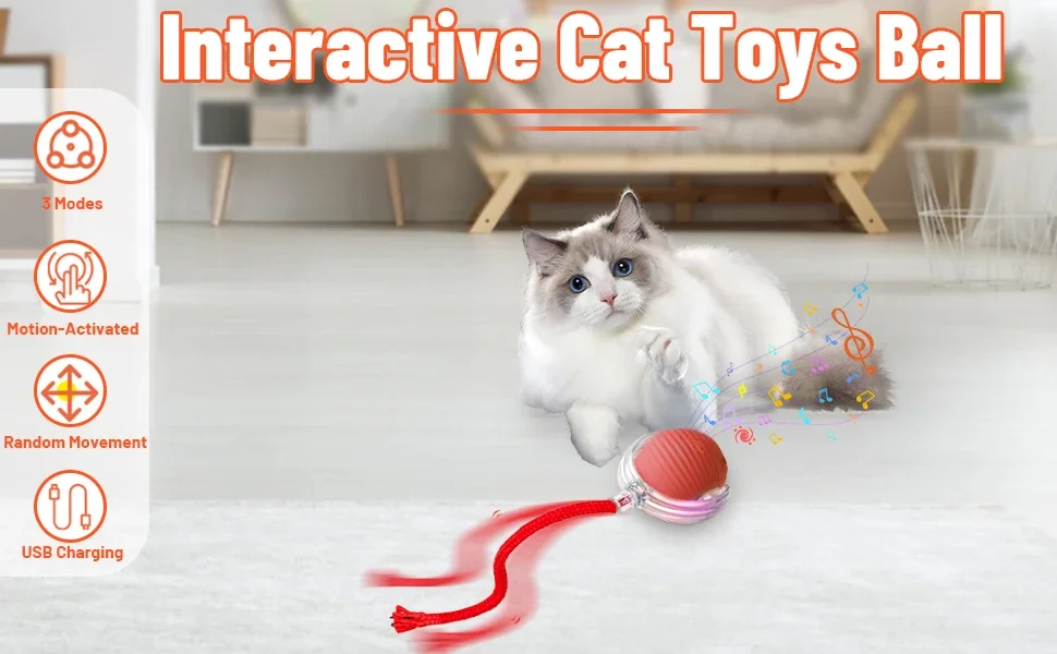 Balle roulante interactive pour chat avec queue – vue 7