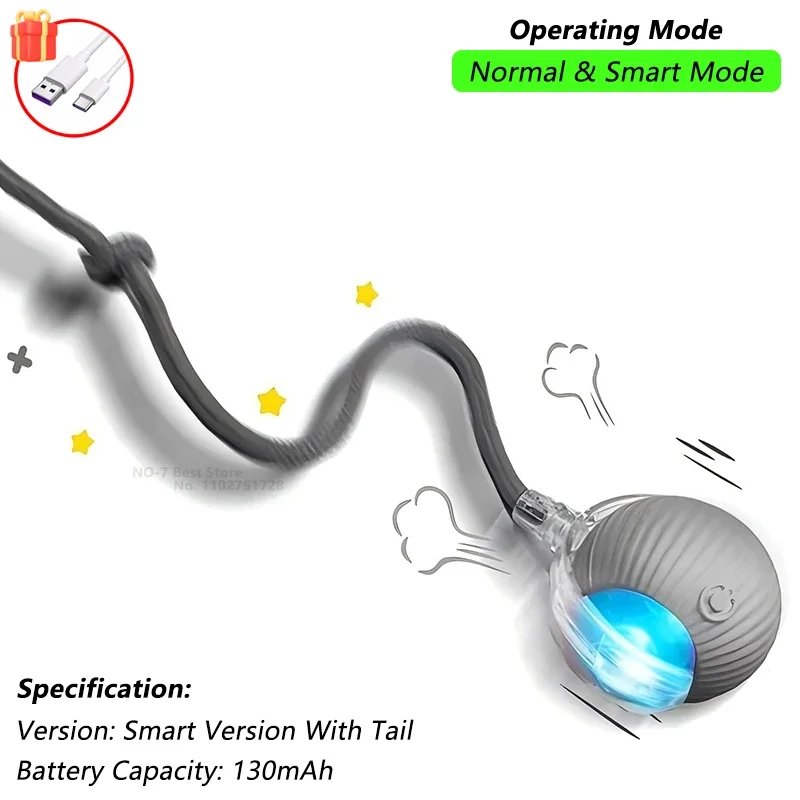 Balle roulante interactive pour chat avec queue – vue 6