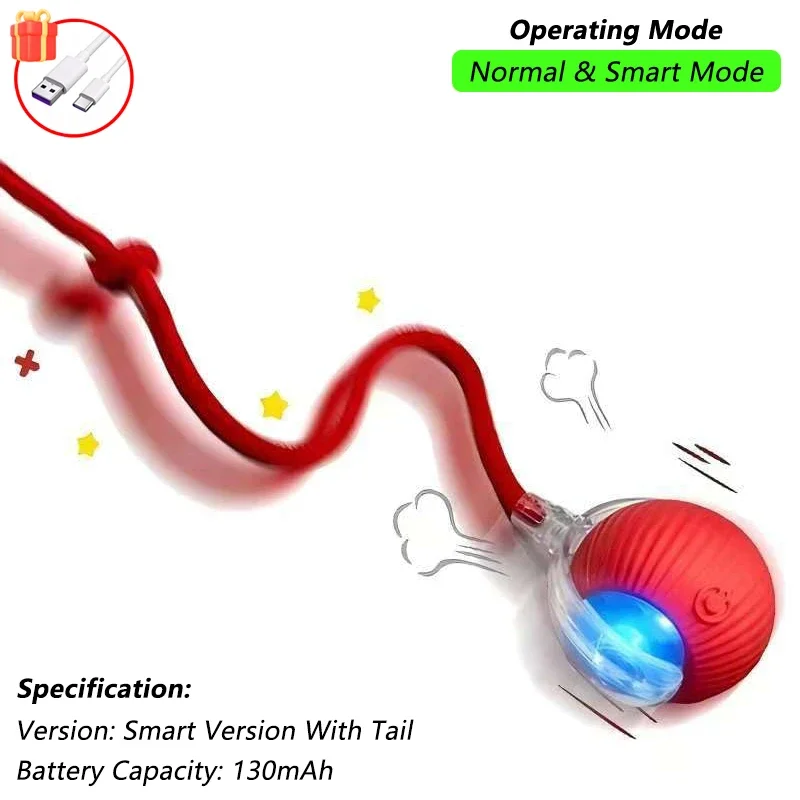 Balle roulante interactive pour chat avec queue – vue 4