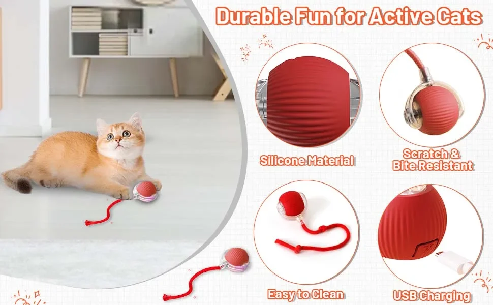 Balle roulante interactive pour chat avec queue – vue 8