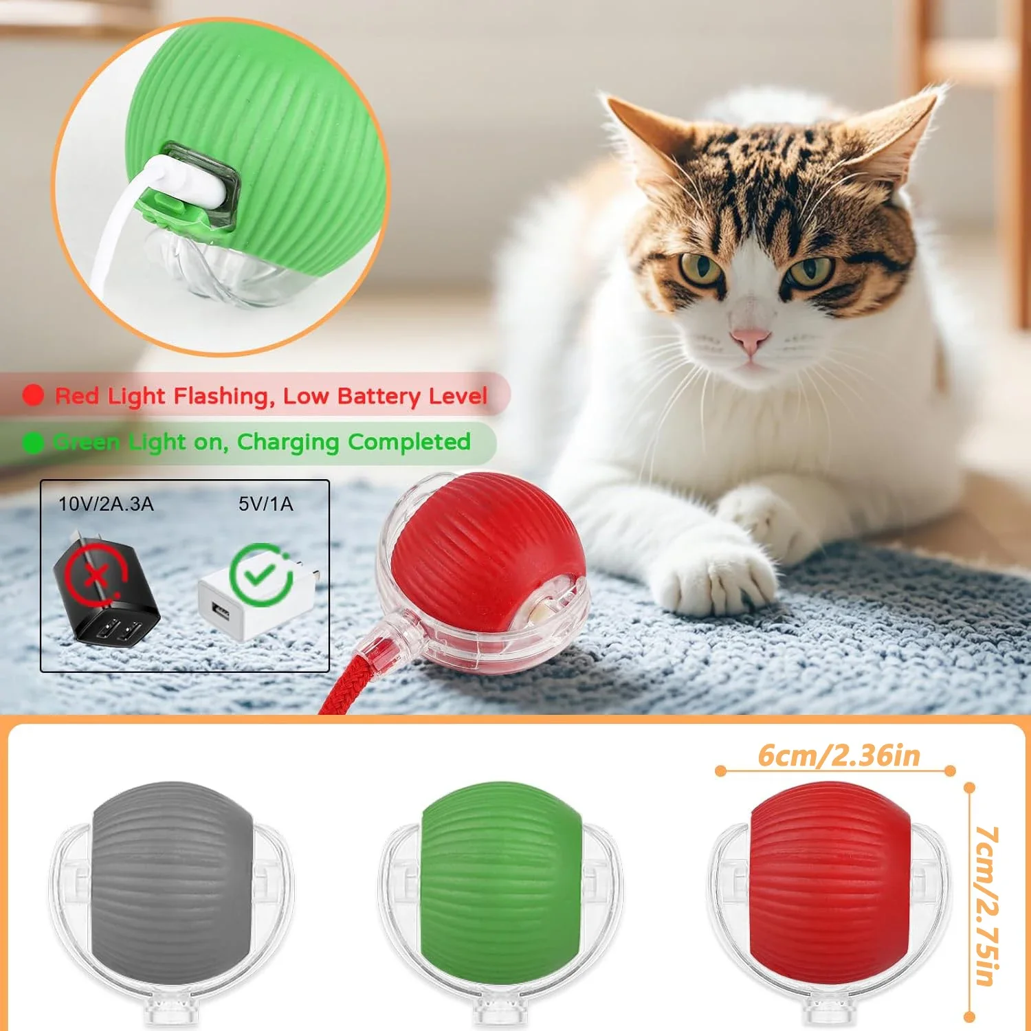 Balle roulante interactive pour chat avec queue