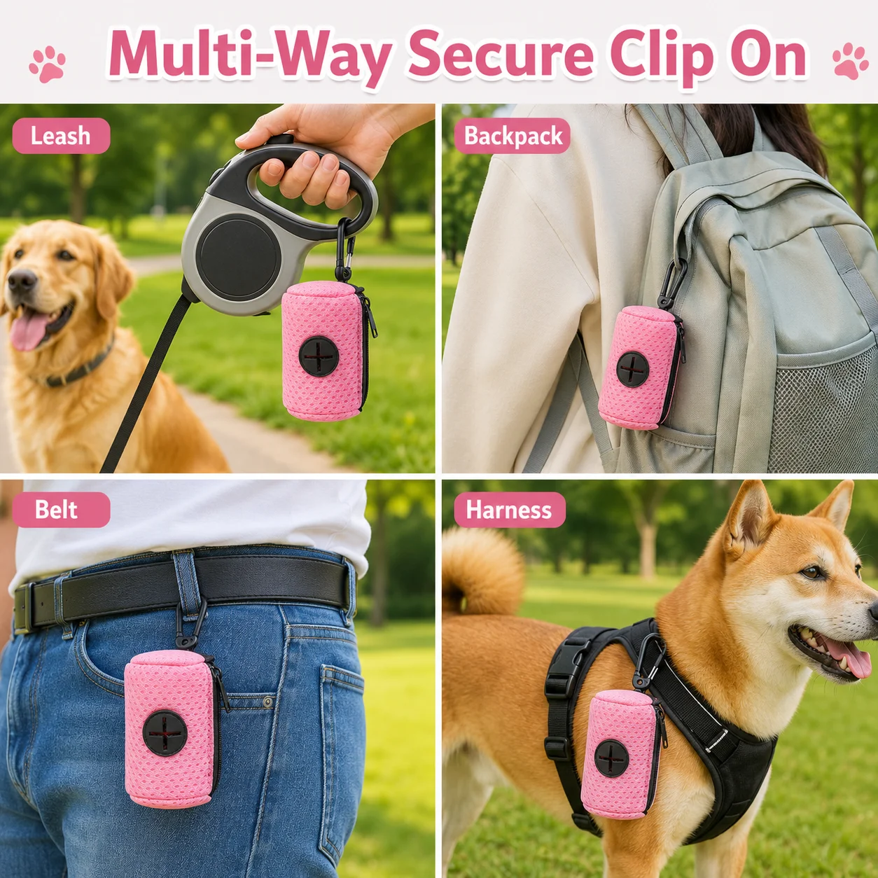 Distributeur de sacs à déjections pour laisse de chien – vue 4