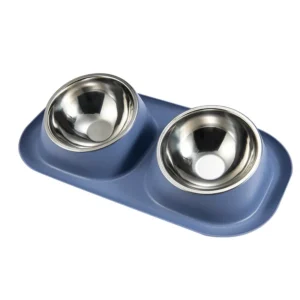 Ensemble de 2 gamelles inox pour chien et chat sur support antidérapant